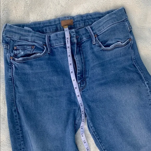 MOTHER Blue Skinny Jeans Distressed Detail - Picture 4 of 12